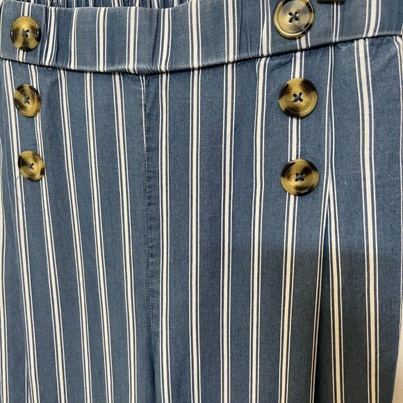 Appraisal Striped Wide Leg Cropped Pull On Pants - Picture 2 of 6